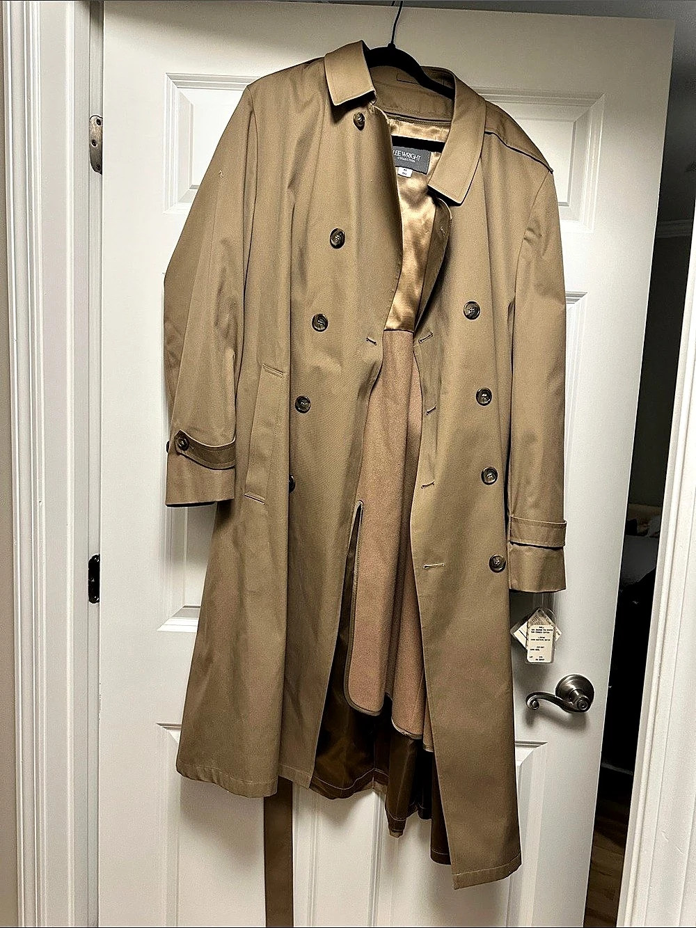 Men’s Lee Wright Collection Trench Coat with Liner Wool-Blend Lined Trench Coat